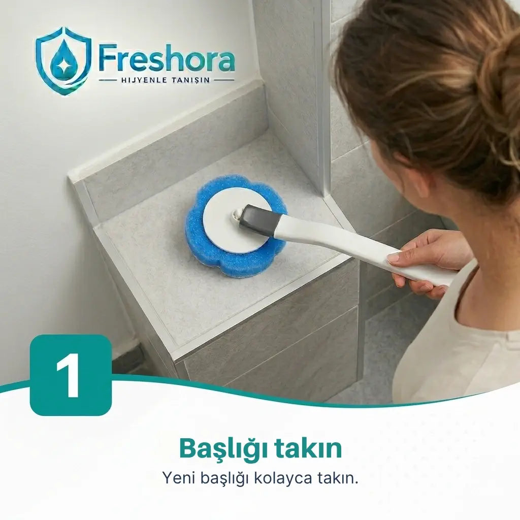 Freshora tek kullanımlık deterjan başlıklı tuvalet fırçası seti