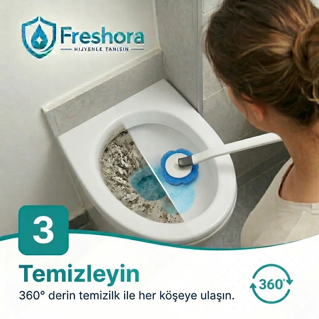 Freshora tek kullanımlık deterjan başlıklı tuvalet fırçası seti
