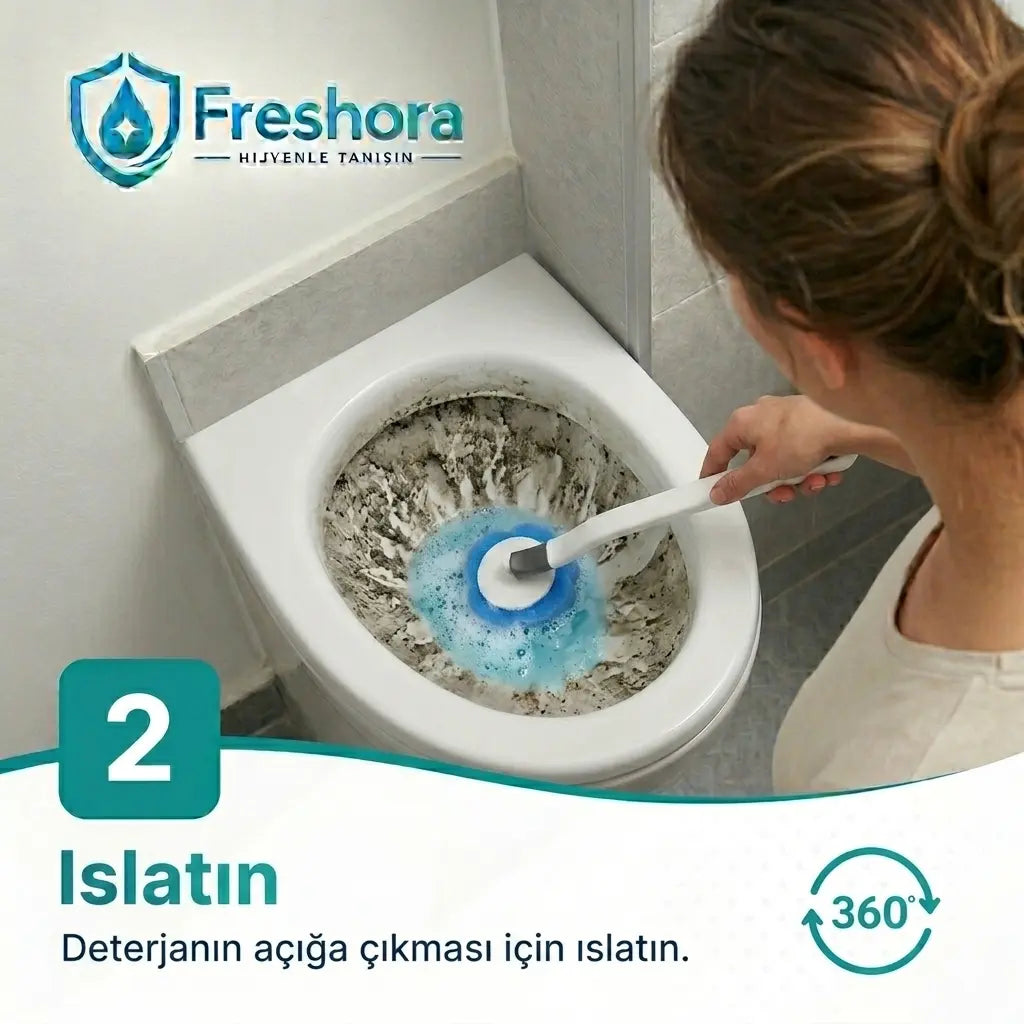 Freshora tek kullanımlık deterjan başlıklı tuvalet fırçası seti