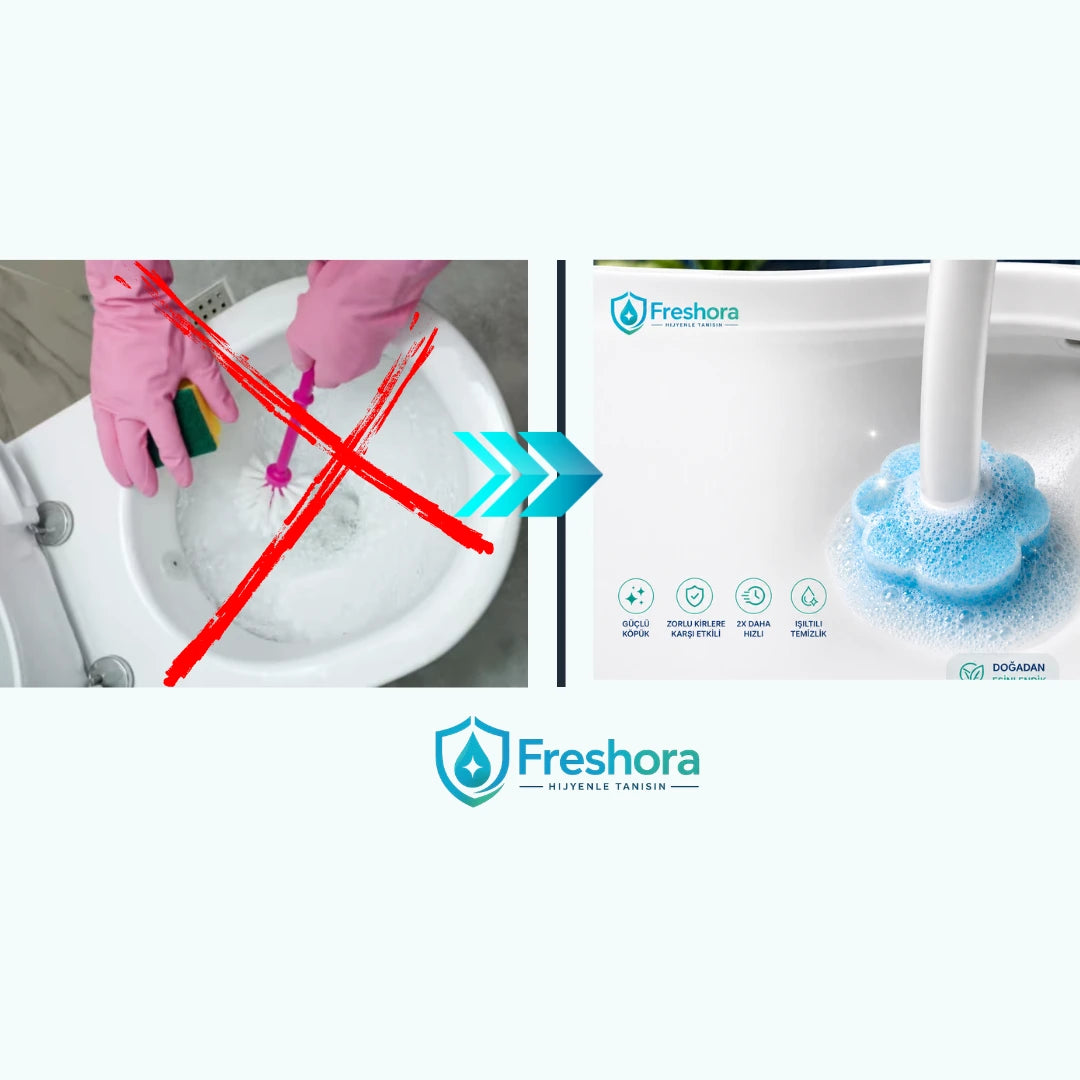Freshora tek kullanımlık deterjan başlıklı tuvalet fırçası seti