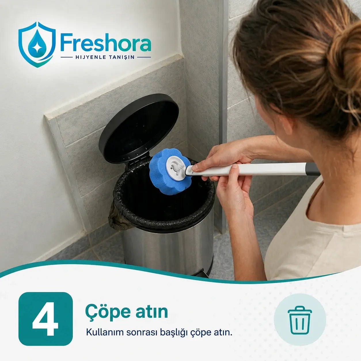 Freshora tek kullanımlık deterjan başlıklı tuvalet fırçası seti